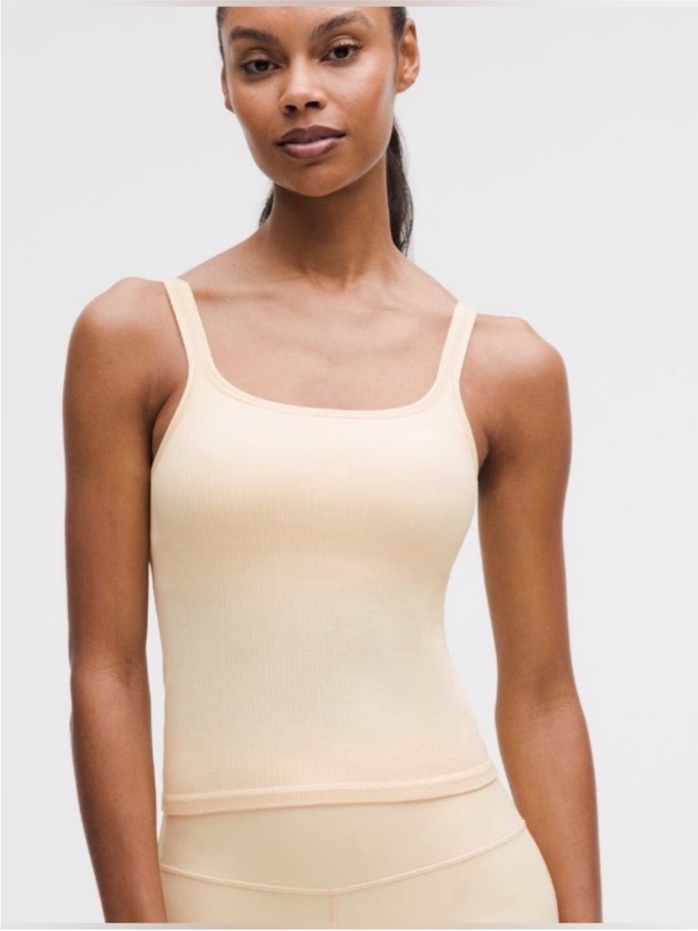 Lululemon Ebb To Street Scoop Cropped Tank in BUTTERCREAM BTCR